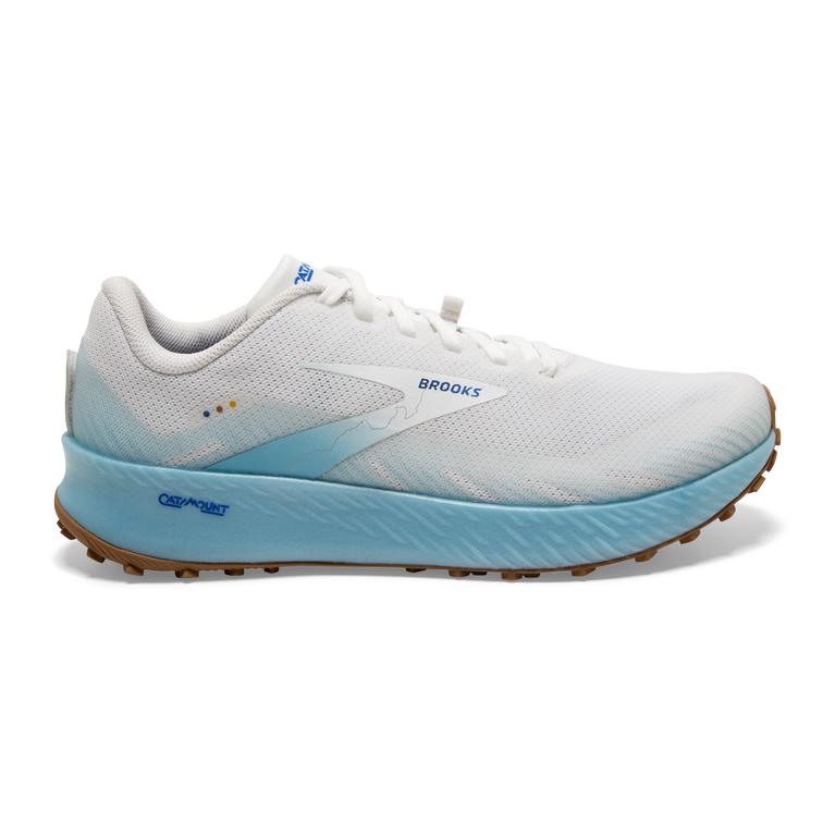 Brooks CATAMOUNT Trail Running Shoes Mens Online - White/Iced Aqua/Blue (KMS340167)